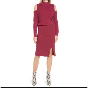 New Chelsea28 Burgundy long sleeve knit dress, Size XS